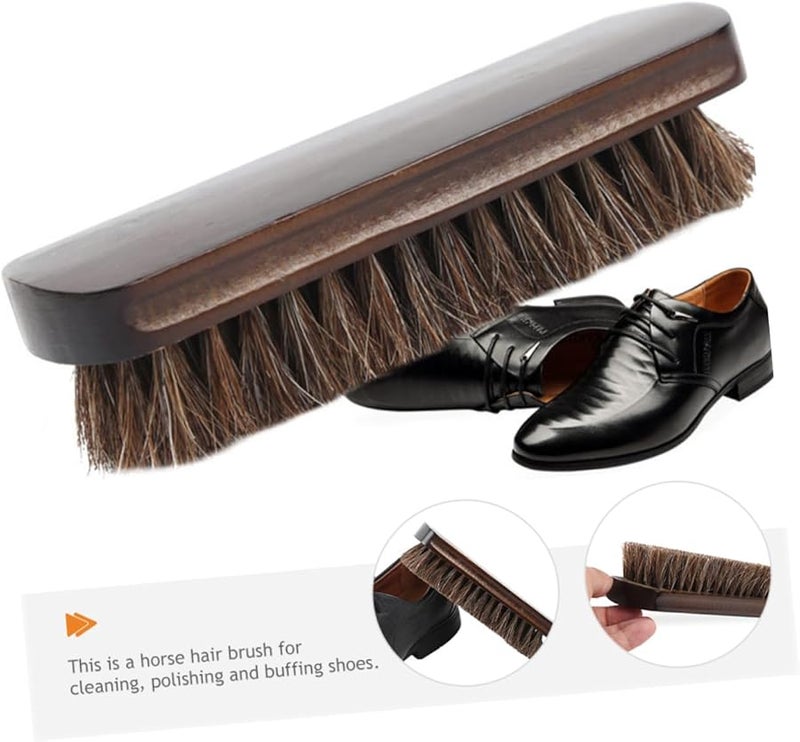 فرشاة تنظيف الجلد من شعر الحصان، فرشاة تلميع خشبية لمجموعة العناية بالأحذية والجزمة - Image 2